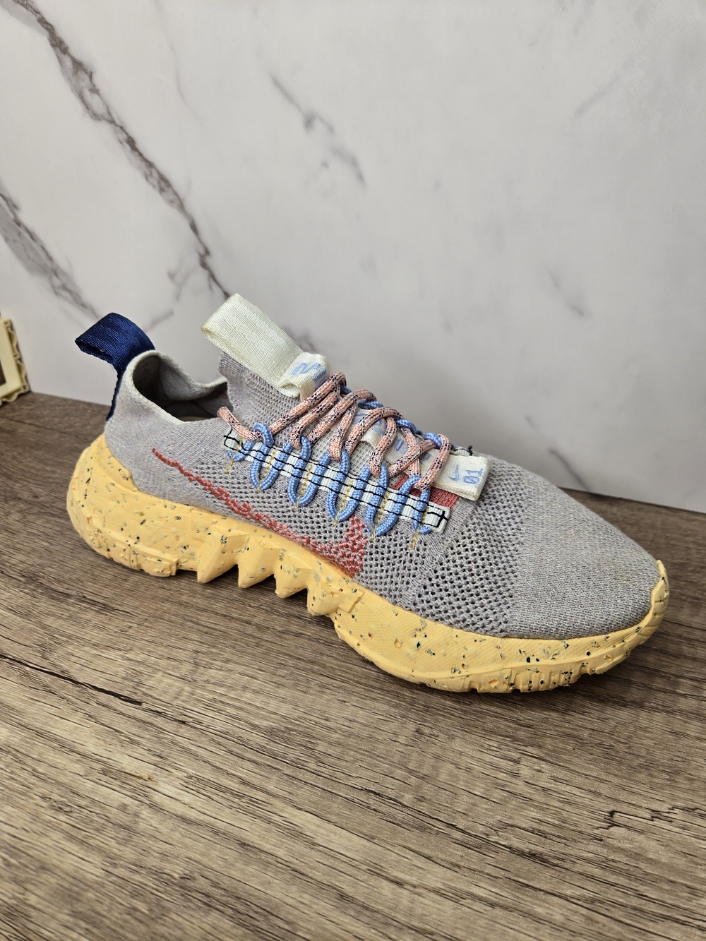 Nike React-type Grey Knit Sneakers with Yellow Speckled Sole Mens Size 6 - Picture 7 of 10